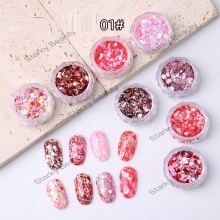 2024 Valentine's Day Sequin Nail Art Glitter Flakes Set - Mixed Ultra Thin Sparkling Pink Heart Sequins