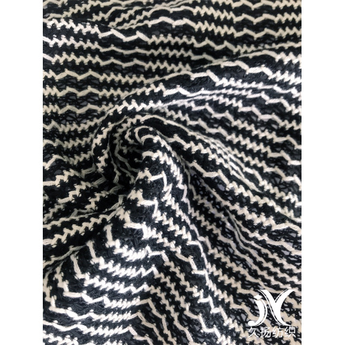 Toptan siyah beyaz dalga polyester pamuklu kazak kumaşları