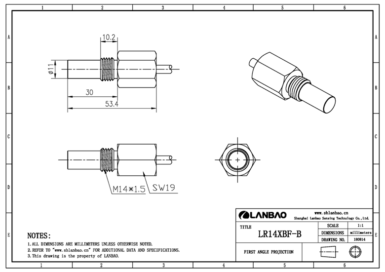 LANBAO High pressure resistant series cylindrical 500 Bar Cable connection material proximity sensor