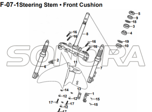 F-07 Steering Stem Frente Almofada para XS175T SYMPHONY ST 200i Peça de Reposição de Qualidade Superior