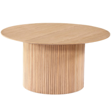 Contemporary Wooden Round Coffee Table with Slat Base: Perfect for Parties and Cocktails