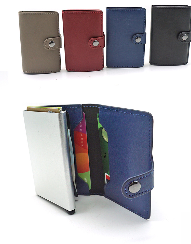 Pocket Genuine leather aluminum metal credit card holder RFID Blocking wallet