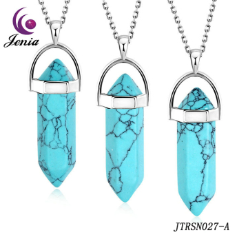 Jenia Turquoise Necklace Natural Stone Necklaces Gemstone Quartz Pendant Necklace