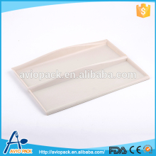 Portable white plastic rectangular divided tray for airplane