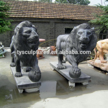 Life size standing on the ball outdoor stone lions western style lions
