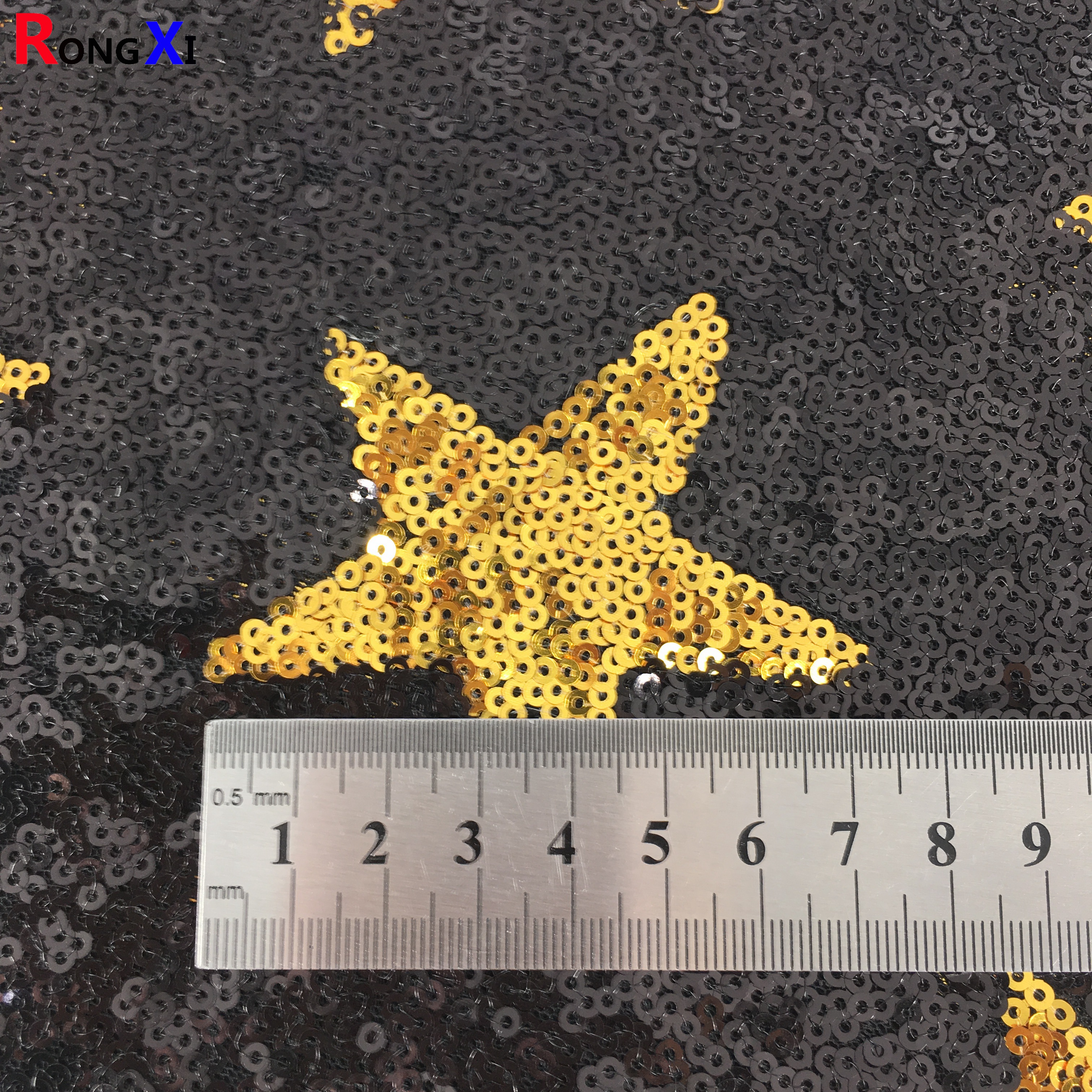 RXF0657 Kain Sequin Bintang warna Double Emas Baru