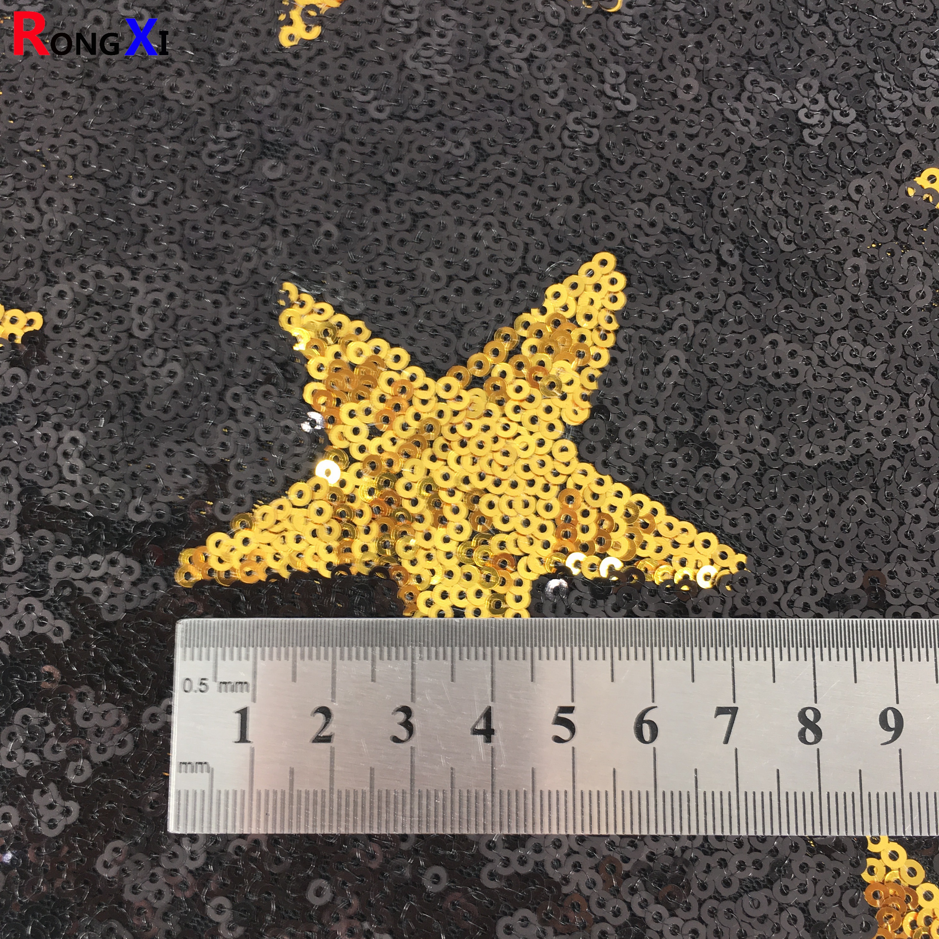 RXF0657 Brand New Gold Double color Star  Sequin Fabric