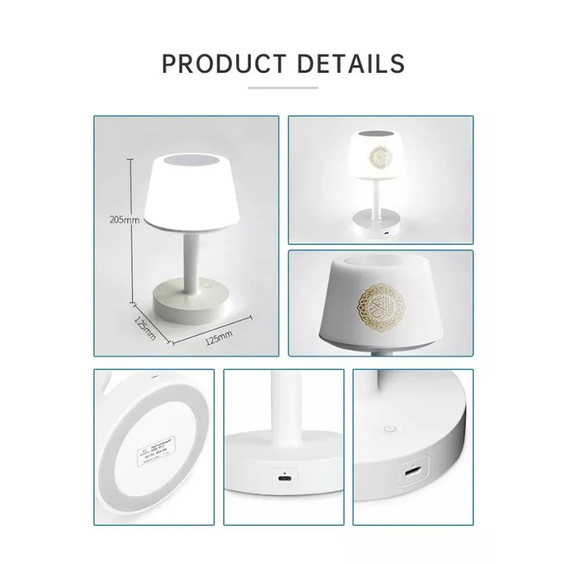 Elegant Bluetooth Speaker with Quran Recitation and Soft Night Light Quran Player