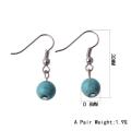 Boucle d&#39;oreille en perles Turquoise 8MM avec argent 925