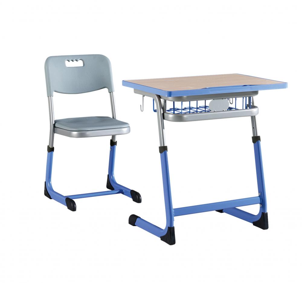 Adjustable single school students study desks and chairs