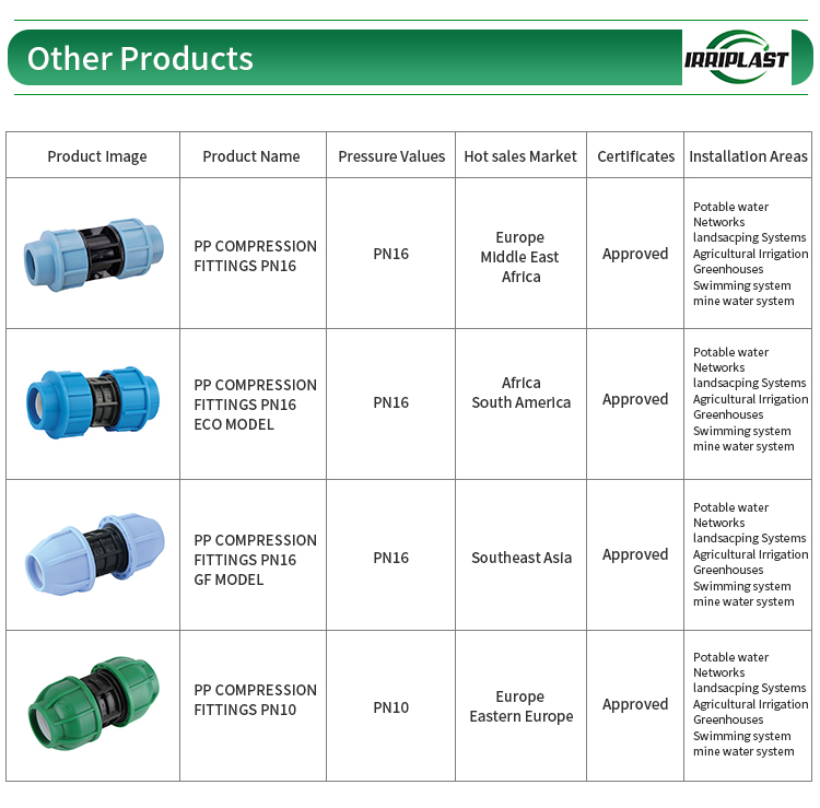 Farm irrigation system hdpe compression fittings for drip system or agriculture system