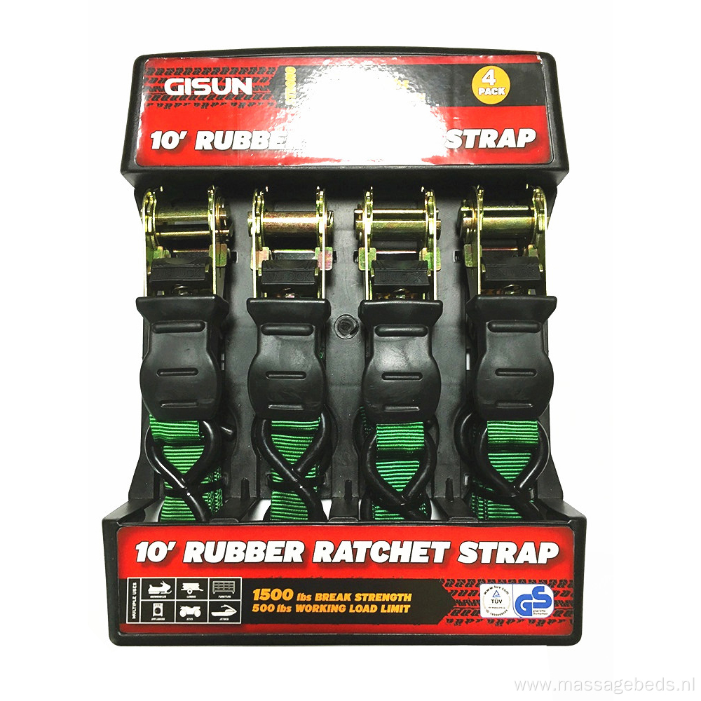 2" 680KGS Packaged Ratchet Buckle with Rubber Handle Green Lashing Strap