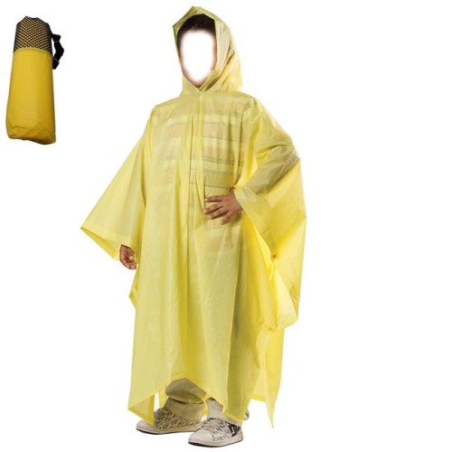 Unisex PEVA Emergency Rain Poncho Cover för barn