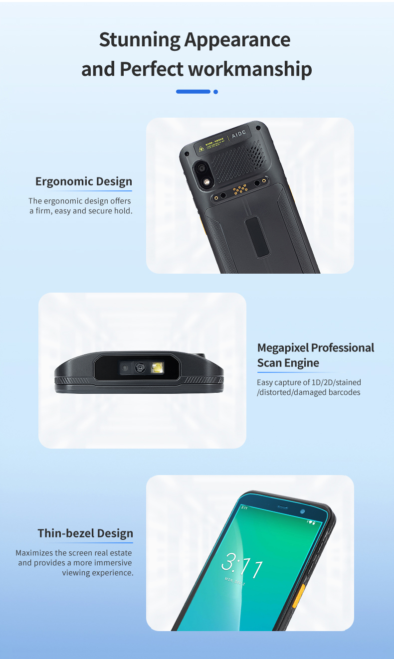 2025 Android Barcode Scanner 5000mAh Handheld Rugged Android 14 PDA  4G Wi-Fi Data RFID Inventory 1D/2D/QR Inventory Scanner T55