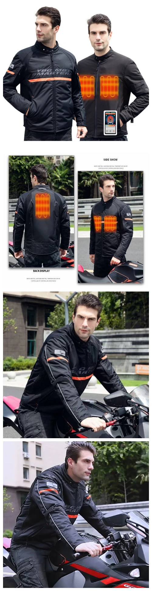 Custom Winter Back Belly USB Intelligent Heated Coat Environmental Motorcycle Protection Heating Jacket