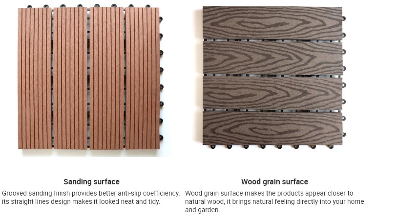 Woodgrain Surface Waterproof Interlocking Patio Tiles Terrace Tiles WPC Garden Decking Tiles WPC Outdoor Floor Tiles