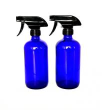 500ml blue glass boston bottle with spray