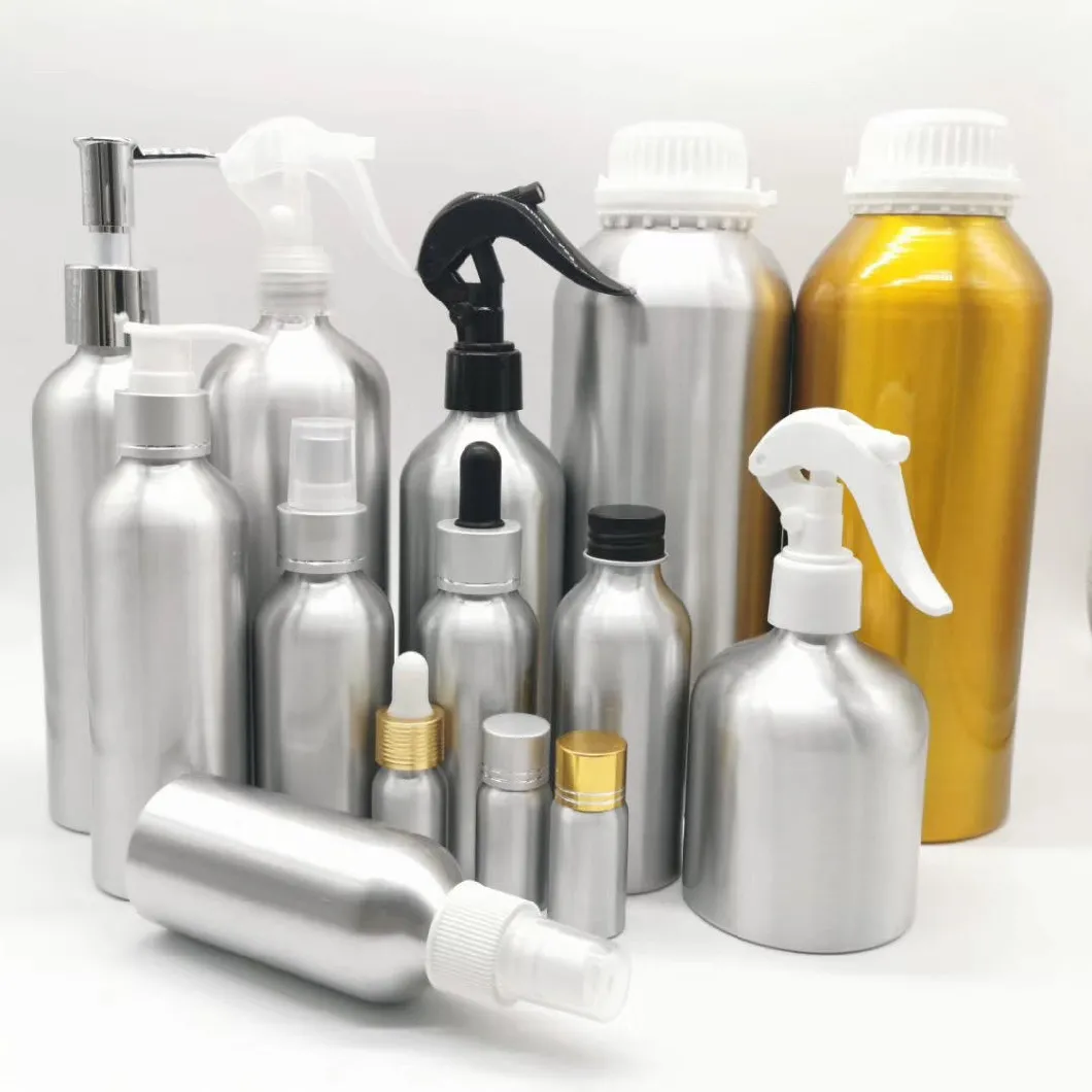 OEM Recyclable Food Grade Aluminum Cosmetic Bottle with Lotion Pump