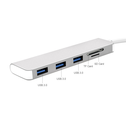 5 portar typ-C till 3USB3.0 1SD 1TF-adapter