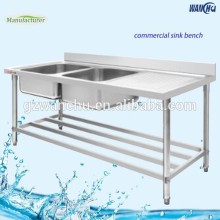 Commercial Kitchen Sink Bench/Canteen Sink With Table/Undermount Built-in Drainboard Kitchen Sink Bench Price in Dubai