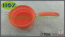 100% Food Grade Collapsible Silicone Colander, silicone strainer, collapsible Silicone colander with stainless steel handle