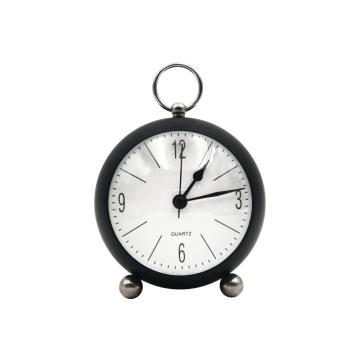 Plating Iron Metal Round Alarm Clock Needle Type Quartz Alarm Clock
