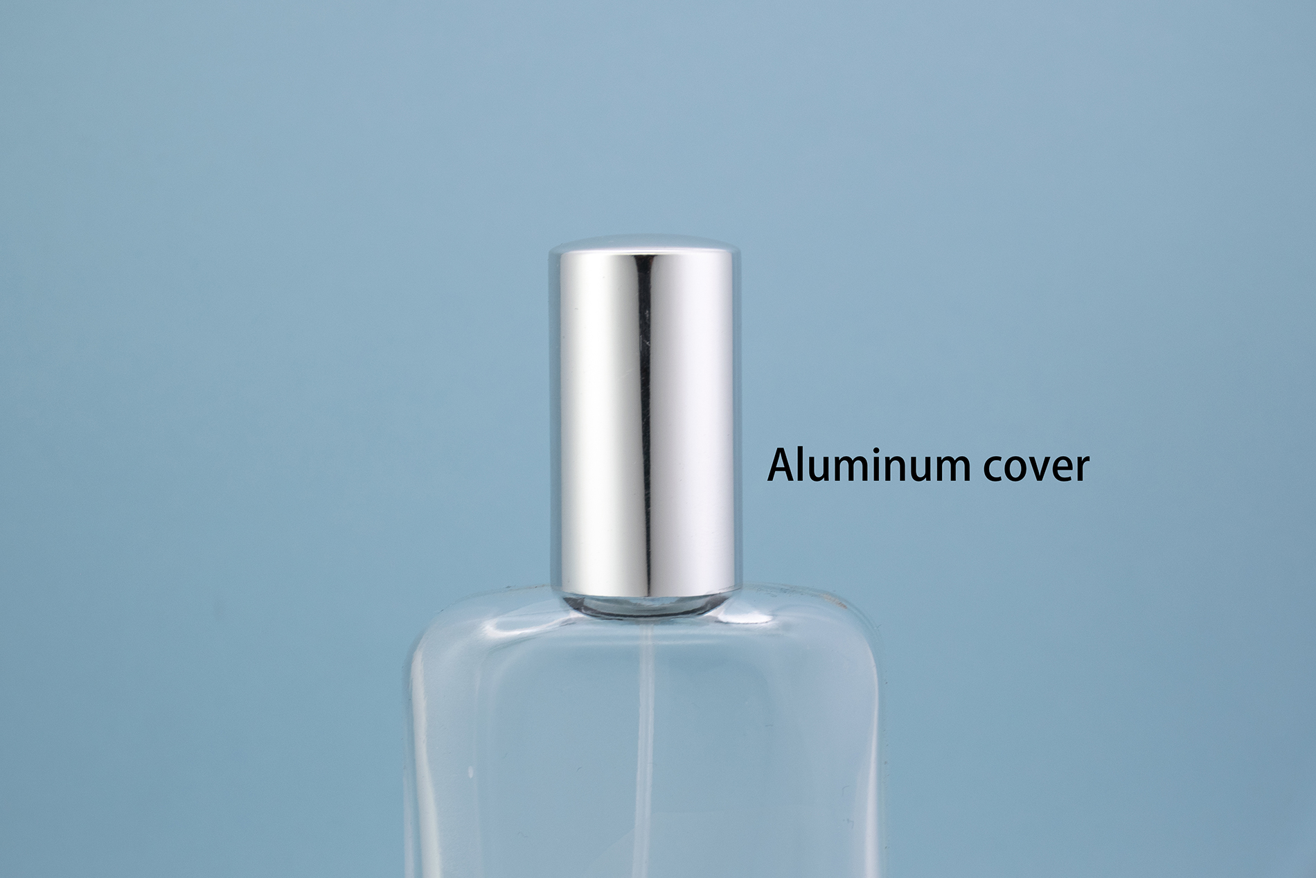 Bomba de crimpagem FEA15 prateada brilhante com colar e tampa de alumínio FEA15 shiny silver crimp pump with collar and aluminum cap