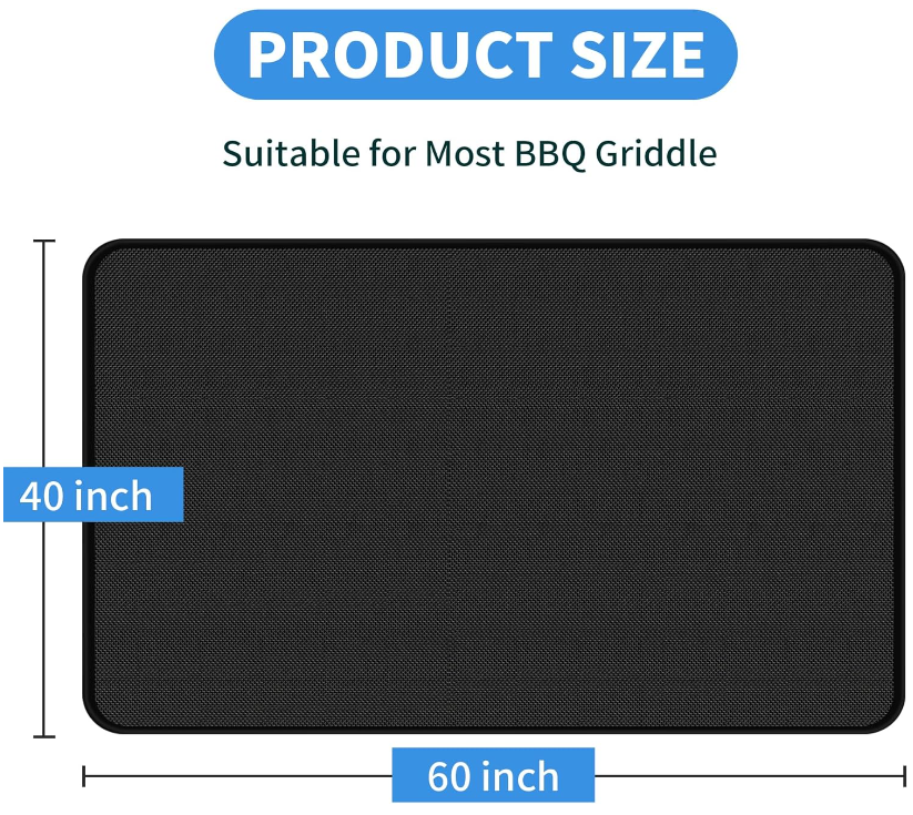 Under BBQ Grill Mats Floor Mat for Outdoor Grill Deck Fire Pit Mat Double-Sided Fireproof Oil Proof Easy to Clean Reusable Patio