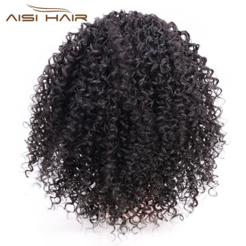 Aisi Hair African Americans Clip In Ponytail Hairpieces High Temperature Fiber Afro Kinky Clip In Hair Extensions