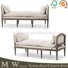 french country natural linen weathered oak bench daybed, french daybed