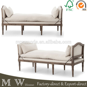 french country natural linen weathered oak bench daybed, french daybed