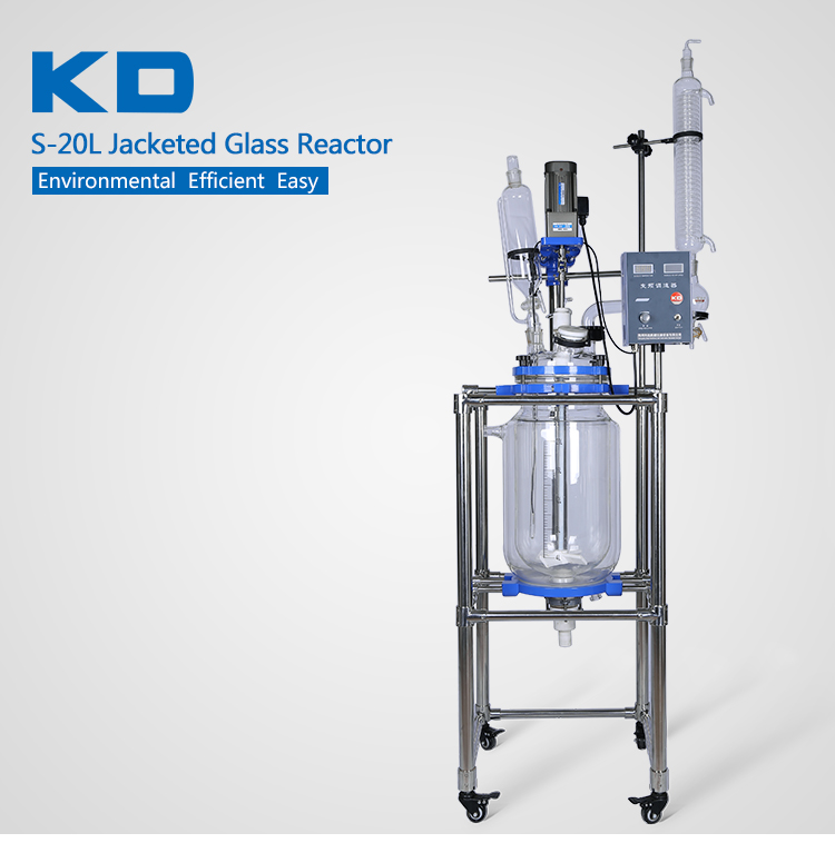  Teflon lab jacketed glass reactor machine 20L