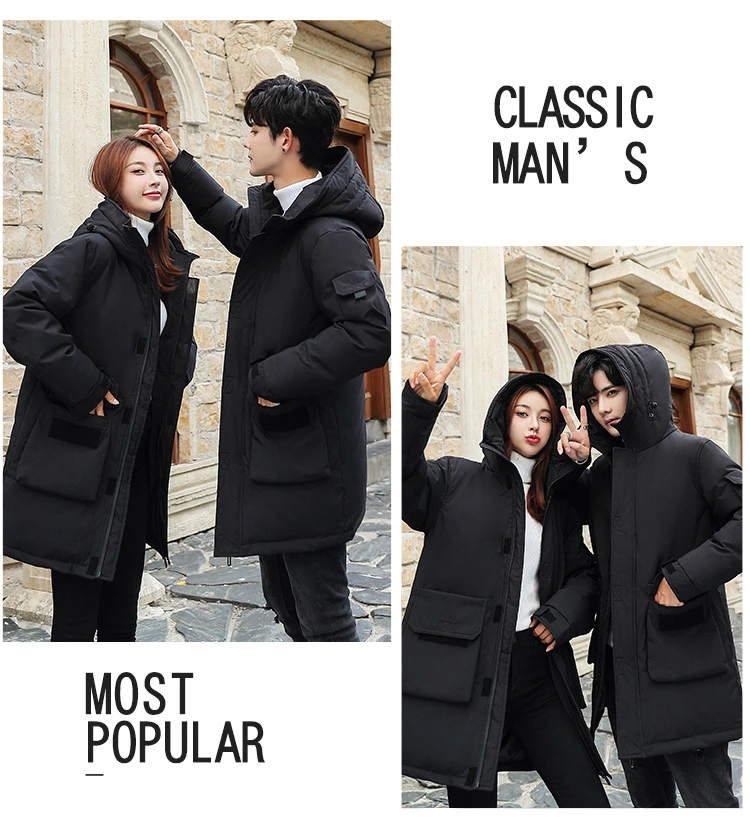 MID-Length Solid Color Fashion White Duck Down Down Jacket