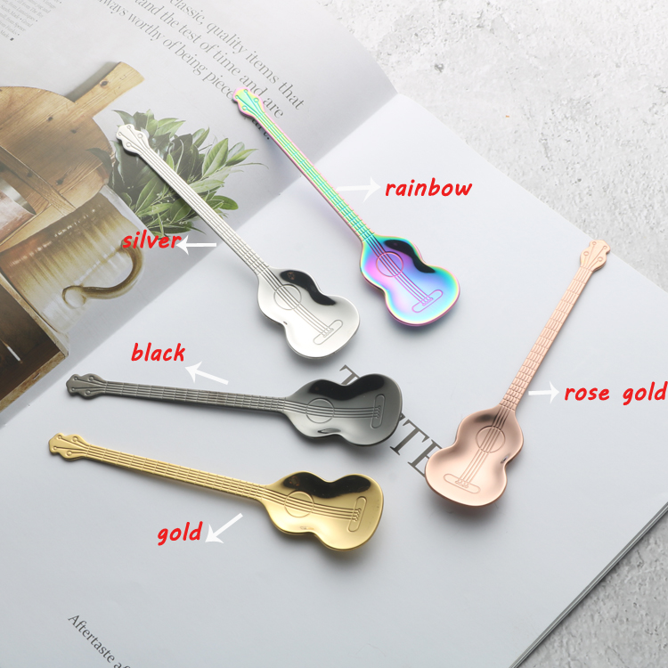 Guitar Design Stainless Steel Dessert Spoon