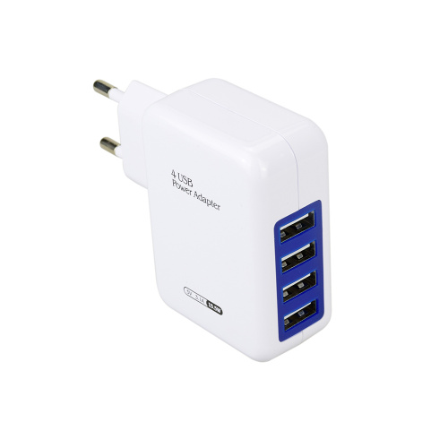 15.5W 4-Port Multi USB Wall Phone Charger White