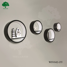 set 4 wooden round cube wall shelf