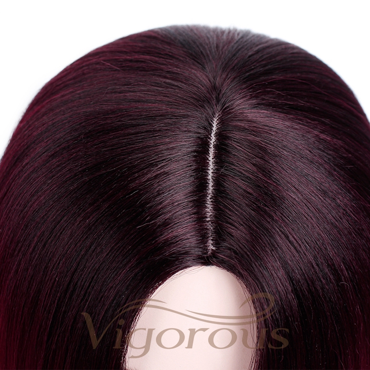 High Quality For Women High Temperature Women Bob Cosplay Colorful Red Ombre Hair Heat Resistant Straight Synthetic Wigs