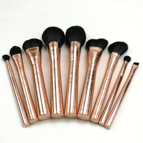 9pc rose gold metal makeup brush