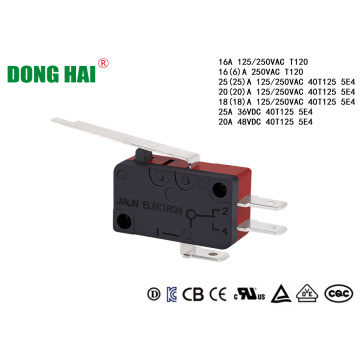 16A 250VAC Τύπος μοχλού Micro Switch Ul Tuv CE Έγκριση