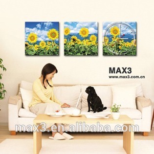 Big Size Sun Flower Poster Wall Clock for Home Decoration