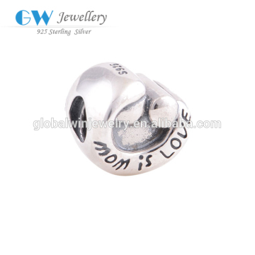 Customized Stamp Sterling Silvers Charms For Mother's Day Gift Fit European Bracelets