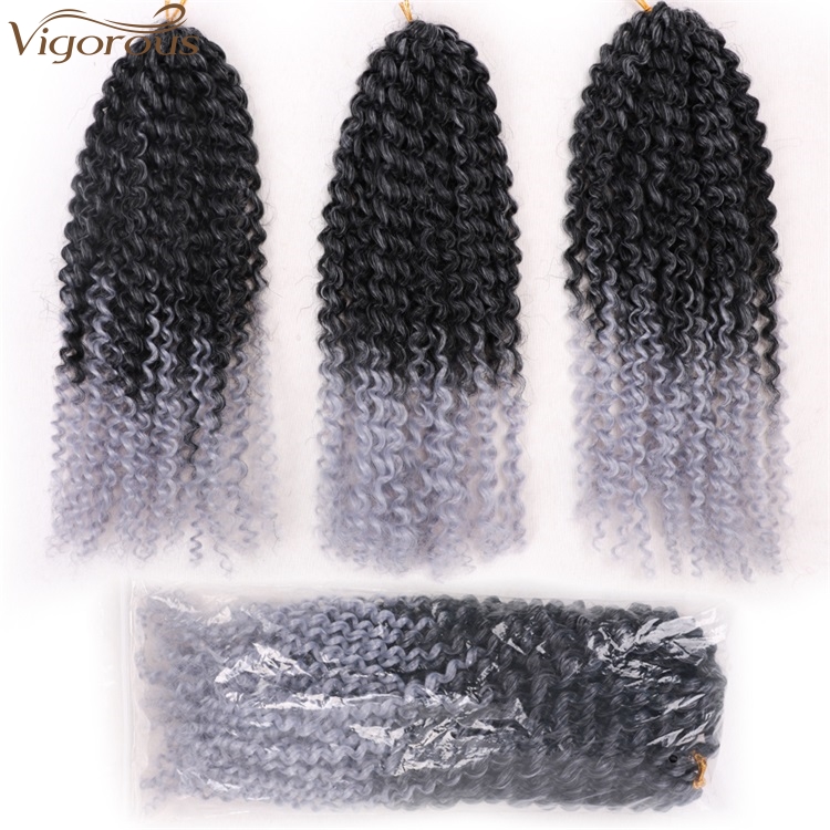 Vigorous 8 inches Marley Braids Ombre Gray Crochet Braid Synthetic Kinky Braiding Hair Extensions for Women Wholesale Price