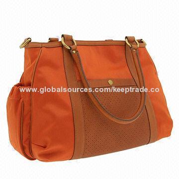 Nylon Tote Bag with Zipper and Button