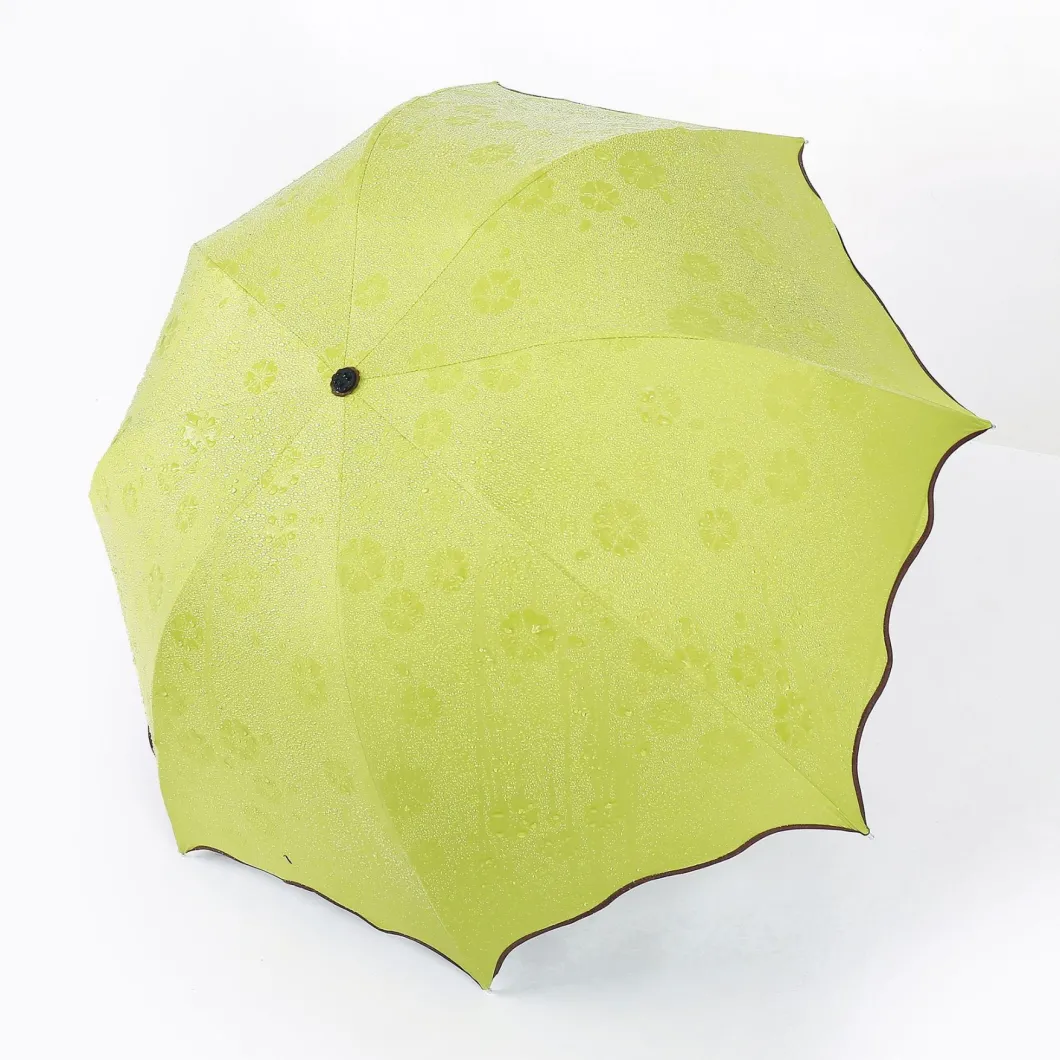 21 Inch Beautiful 3 Folding Promotional Cheap Change Color When Wet Umbrella Full Over Watermark Magic Umbrella