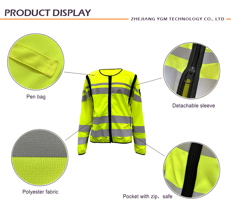 High visibility yellow long sleeve safety reflective work t shirt