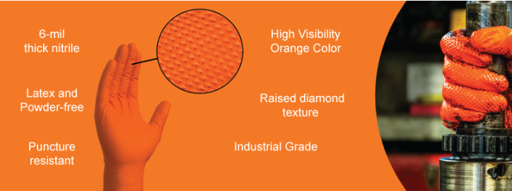 Diamond Pattern Orange  Gloves Oil Resistant Gloves Car Repair black  Gloves