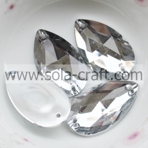 Lucite Wholesale 17 * 28MM Perlas de hierba acrílica de lágrima facetada transparente