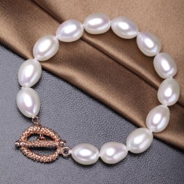 AAA 9-10 MM rice round newesr fashion lampwork bracelet PB063