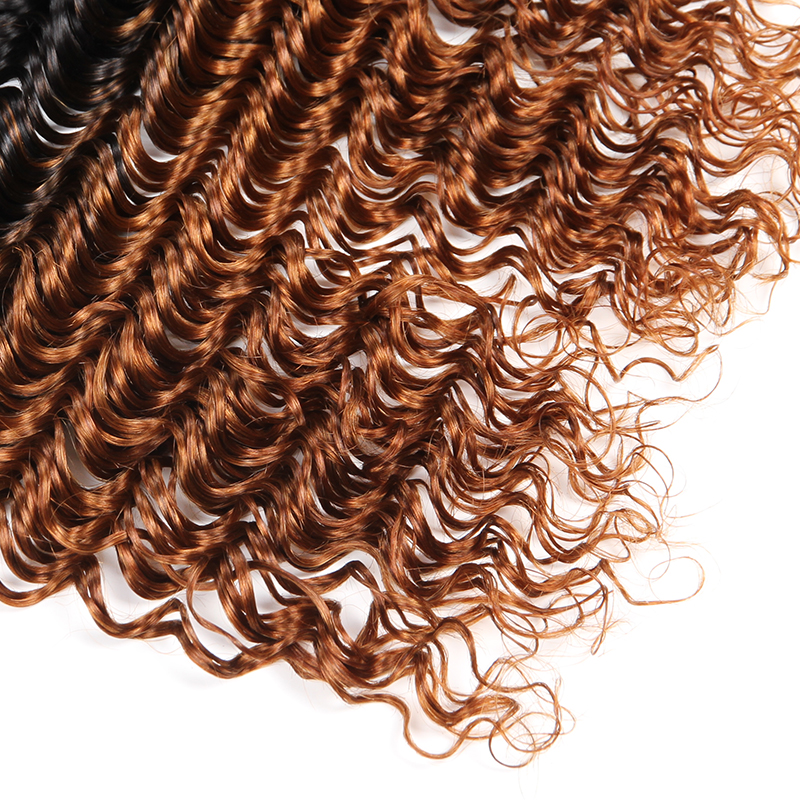 Factory Direct Sale Cuticle Aligned Deep Wave Hair With Indian 1B 30 Ombre Color