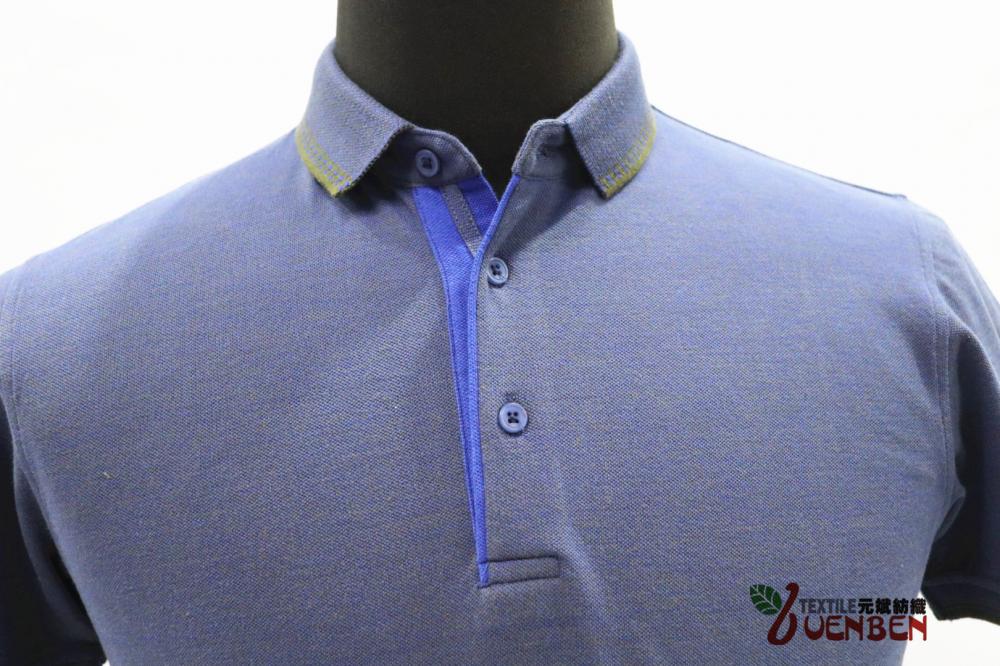 Polo pour hommes en fils mélangés avec col jacquard